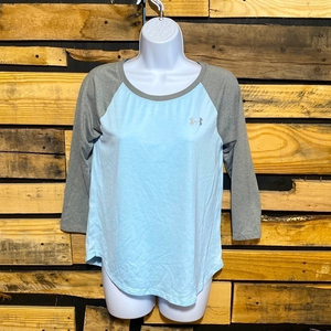 Under Armour Loose Fit 3/4 Sleeve Tee‎ Grey/Light Blue Size XS